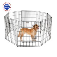 Dog Playpen 24 x 30 Foldable Metal Exercise Puppy Play Pen 8 Panels 24x30in
