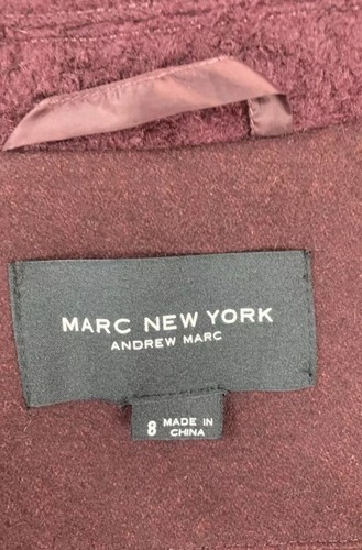 Andrew Marc New York Plum Boucle Curly Wool Blend PAIGE Reefer Coat Size 8 - Picture 3 of 8