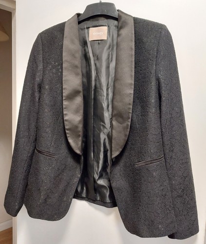 ORSAY Black Lace & Satin Collar Single Breasted Blazer - 40 UK 12 - Picture 13 of 17