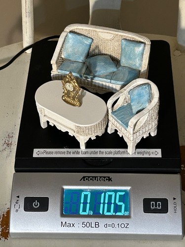 Collections Etc 3 Pc Miniature Doll House Sitting Room Furniture - Picture 6 of 6