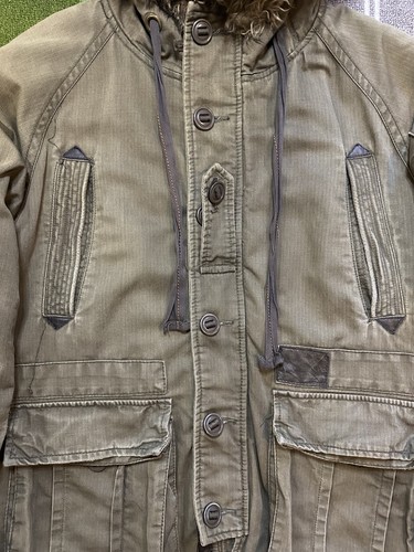 Abercrombie and fitch Sherpa Lined Parka Jacket Men’s XL Fur Hood HEAVY Military - Picture 2 of 18