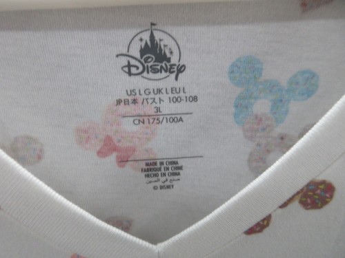 Disney Shirt Donut Ears Snacks Women Size Large White V Neck - Picture 2 of 11