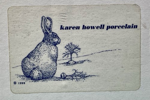 Vintage Ceramic Rabbit Pull Toy w/Cabbage Handle by Artist Karen Howell NOS - Picture 2 of 11