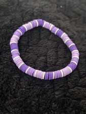 Colorful Purple/white Clay Bead Bracelets