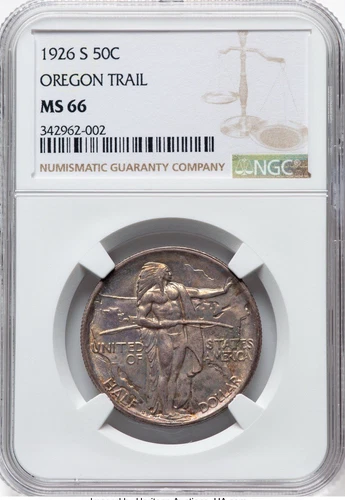 1926-S Oregon Trail Silver Commemorative Half Dollar, MS 66 NGC,  Beautiful Tone
