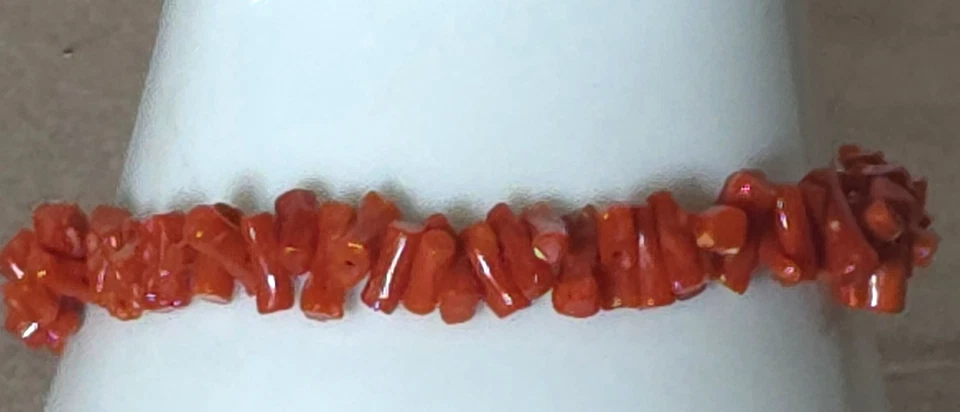 Pulsera Italia Coral 14K 585 Vintage 7.5" Foto 4 de 4