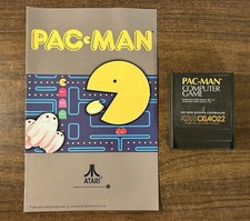Pac-Man (Atari 400/800/XL/XE, 1982) Cartridge And Manual