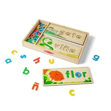 Melissa and Doug Spanish See and Spell Wooden Puzzle Toy for Kids 4-7