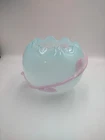 Vintage Murano Glass Rose Bowl 5 3/4" Pink, Blue Vine Fast Shipping