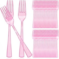 50 Pcs Plastic Forks Disposable Cutlery Heavy Duty Dinnerware Plastic Silverware