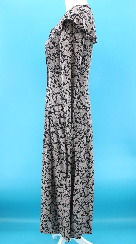 VTG Women's 80s 90s Black & White Floral Print Laura Ashley Viscose Dress S/M - Image 4 of 4