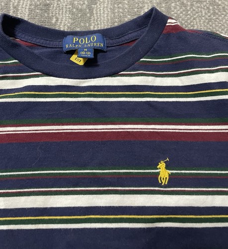 Ralph Lauren Polo Kids Striped Multicolor Short Sleeve Crew Neck Shirt M - Picture 5 of 12