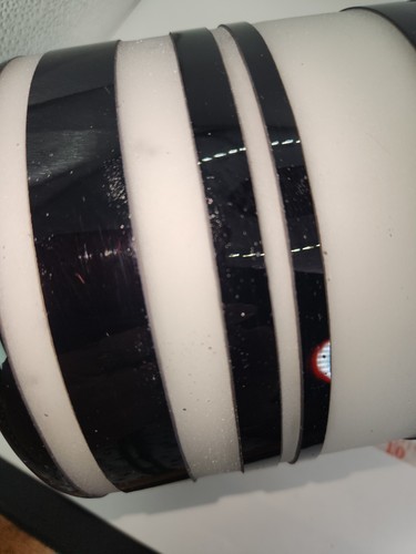 Art Glass Vase Black and White Cut Horizontal Stripes Cylinder 6x12 inch - Picture 9 of 14