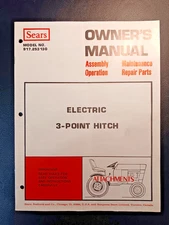 Vintage Sears Electric 3-Point Hitch Manual Operation Repair Parts 917.253130