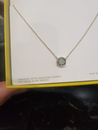 Kendra Scott Riley Gold Tone Necklace - Emerald - New in Box - May Birthstone - Picture 3 of 7