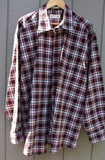 Orvis Men's Long Sleeve Plaid Button Down Size XXL Heavy Black/ Red 100 Cotton