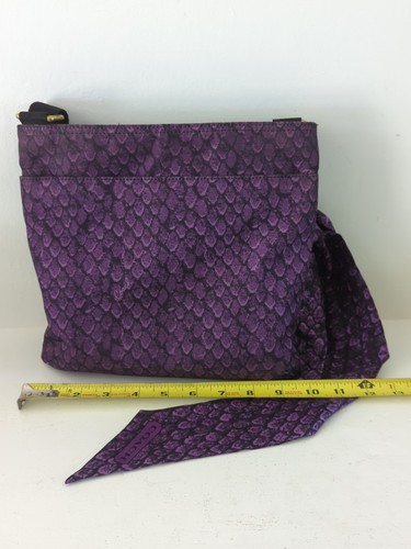 Coach Snake Print Slim Crossbody Bag Purple Black Nylon With Matching Scarf M35 - Picture 9 of 12
