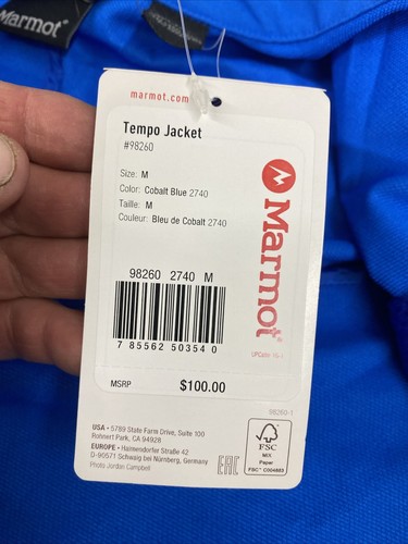Marmot Tempo Jacket Men’s Large Cobalt Blue Soft Shell Full Zip Fleece NWT Med - Picture 11 of 13