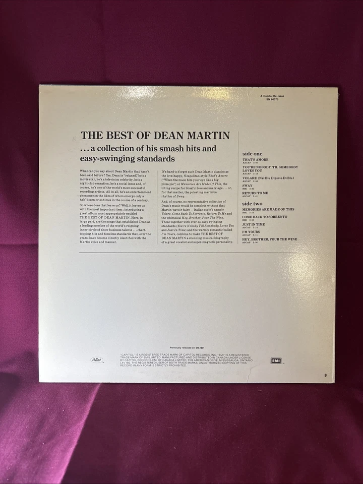 Dean Martin - The Best of Dean Martin - Capitol - STAR LINE - Vinyl LP - DT 2601 - Image 2 of 2