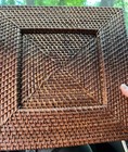 Decorative Handwoven Square Wicker Plate Charger Natural Brown Rustic Boho Tiki