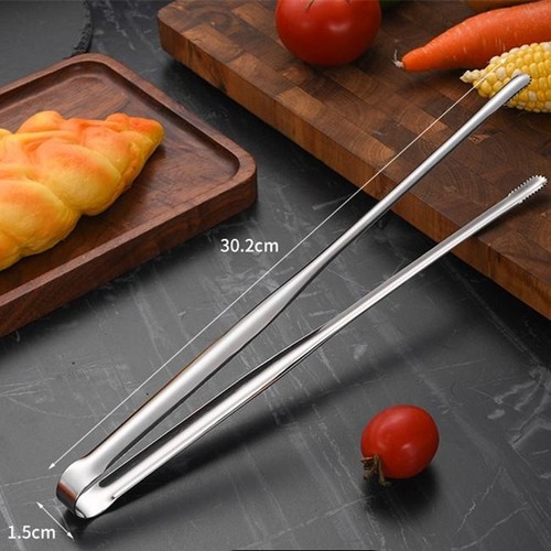 Stainless Steel BBQ Tongs - Non-Slip Food Clip for Steak, Bread, Cooking & Party - Picture 22 of 23