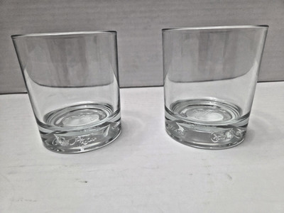 CROWN ROYAL WHISKEY GLASSES SET OF 2 COMMEMORATING 75 YEARS ITALY CROWN & PILLOW