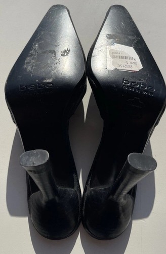 Bebe Women’s Sz 5 Black Crocodile Leather Platform Stiletto Heels Made in Spain - Picture 11 of 14