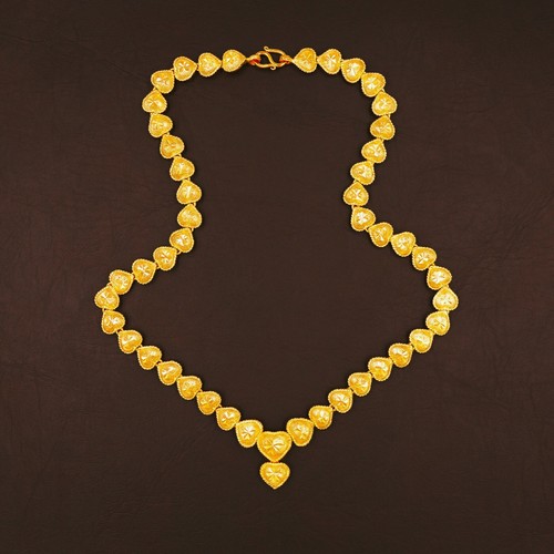 Thailand Jewelry Hearts Gold Chain Necklace 22K 23K 24K Baht Yellow Gold Plated - Picture 3 of 7