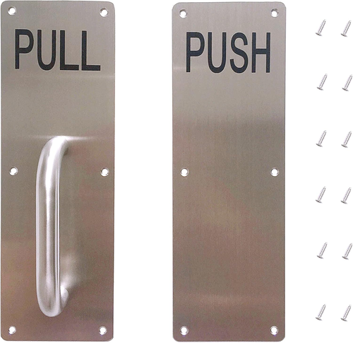 NEW Stainless Steel Push Pull Door Handle Set – 11.8"x3.2" w/ Screws, Silver - Picture 12 of 12