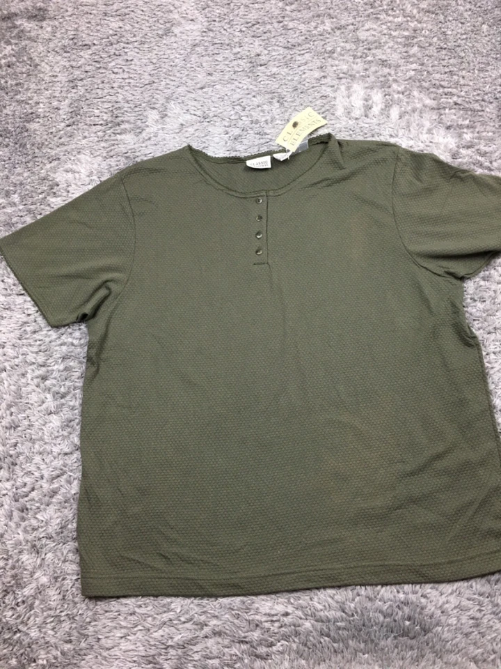 Camisa Classic Elements Mujer Talla XL Verde Poliéster Manga Corta Botón Foto 3 de 4