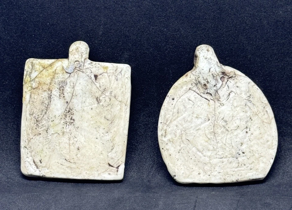 2 Impresionantes Colgantes de Vidrio Grabado en Plata Cara de Guerrero Emperador Romano Antiguo Raro Foto 3 de 4