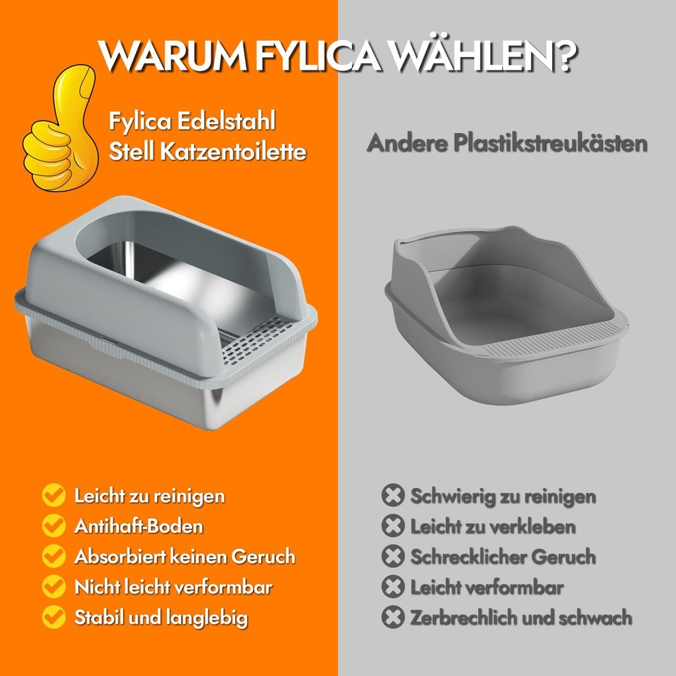 Enclosed Stainless Steel Cat Litter Box with Lid, Metal Litter Box for