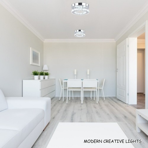 Modern Crystal Ceiling Light Semi Flush Mount Small Chandelier for Hallway Foyer - Picture 11 of 36