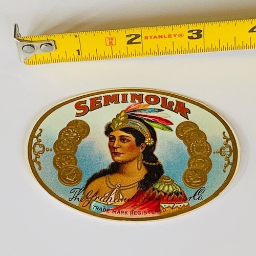 Zigarrenetikett Vintage Papier Ephemera Werbung Rauchen Seminola Graham Ernest Squaw - Bild 1 von 2