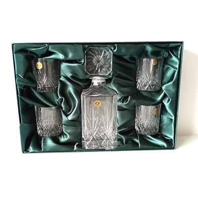 Whisky Dekanter 5er Set Retro Italien ROYAL CRYSTAL ROCK Sammlerstück Barware Geschenk