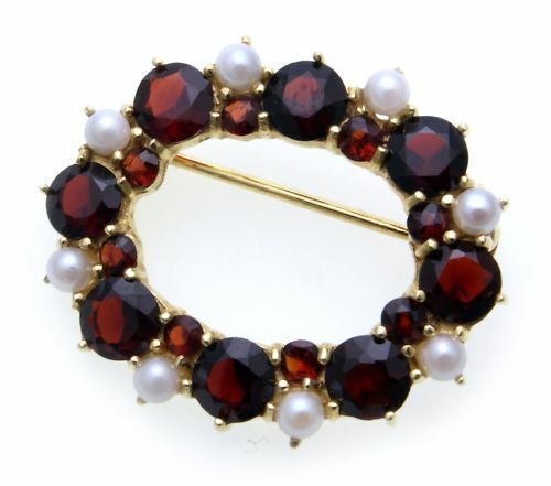 Broche con granate perla cultivada oro 333 broche granate 3919/3 TALLA ZP - Imagen 1 de 2