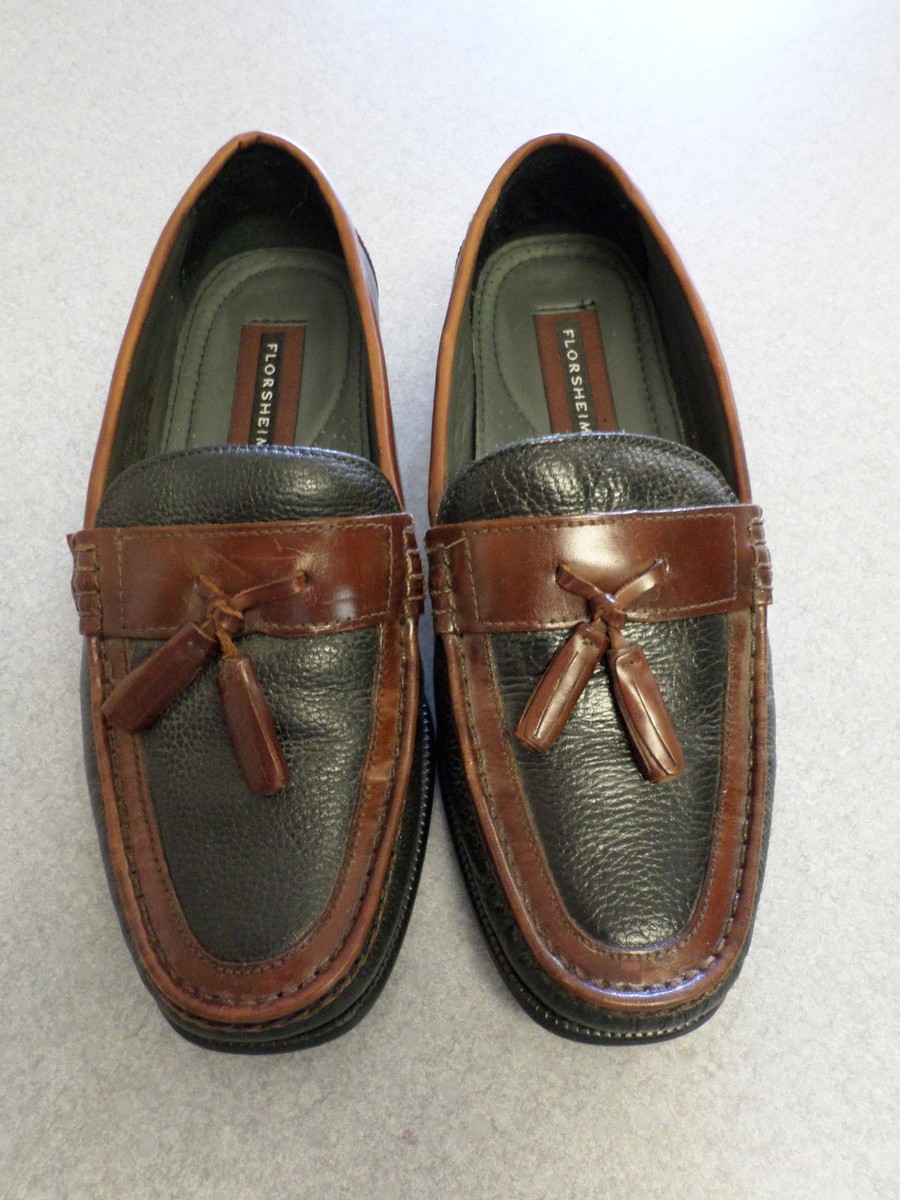 Florsheim black and brown leather tassel loafers. Men display picture 3