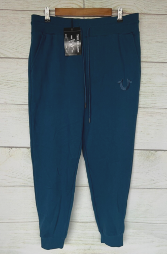 True Religion Jogger Pants Mens Large Dark Teal Fleece Jogger Pants New $119