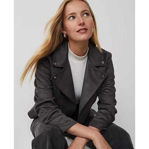 Ann Taylor Petite Faux Suede Moto Jacket PM - Picture 3 of 3