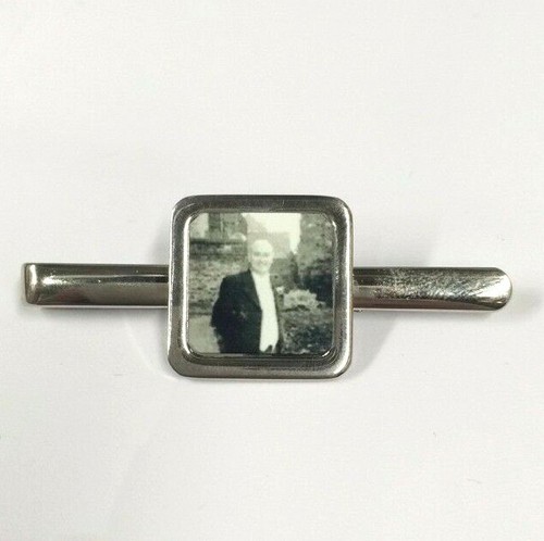 Foto Plateada Corbata Deslizable y Bolsa de Regalo Negra - Clip Personalizado Boda Prendas Funerarias - Imagen 2 de 4