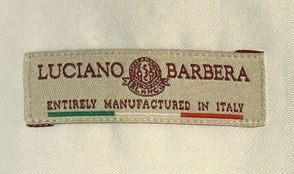 $450 NUEVA CAMISA DE VESTIR LUCIANO BARBERA 17.5 XL ITALIA PARA HOMBRES HECHA A MANO BLANCA MACIZA Foto 4 de 4