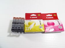 6 PK Genuine Canon ink Pixma cartridge CLI-221BK, CLI-221Y, CLI-221M, NEW Sealed