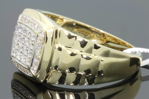 10K YELLOW GOLD .50 CARAT MENS REAL DIAMOND ENGAGEMENT WEDDING PINKY RING BAND - Picture 3 of 3