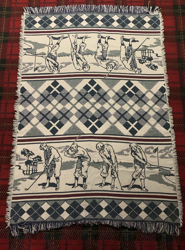 Vintage Golf Throw Lap Blanket 43” X 64”