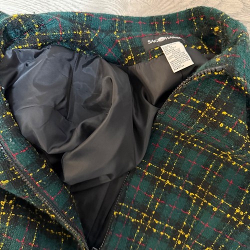 Sag Harbor Green Plaid Blazer Jacket Size 14 VTG 90s Academia Womens Fashion - Picture 4 of 15