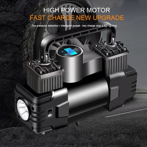 Mini compresor de aire 12V 150PSI doble cilindro inflador de neumáticos de alta resistencia con LED - Imagen 10 de 15