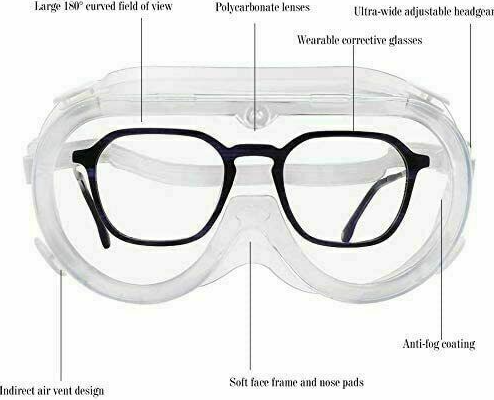 Schutzbrille - Spritzwassergeschütztes Auge, Anti-Beschlag Fit-over - 5er Pack - Bild 2 von 4