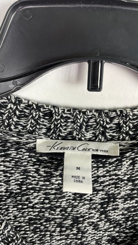 Suéter Kenneth Cole New York Mujer Cremallera Completa Manga 3/4 Espaciado Negro Blanco M. - Imagen 5 de 9