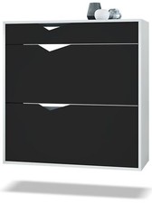 Schuhschrank Schuhregal Schuhkommode Kolmio Weiß - Hochglanz, Matt & Naturtöne