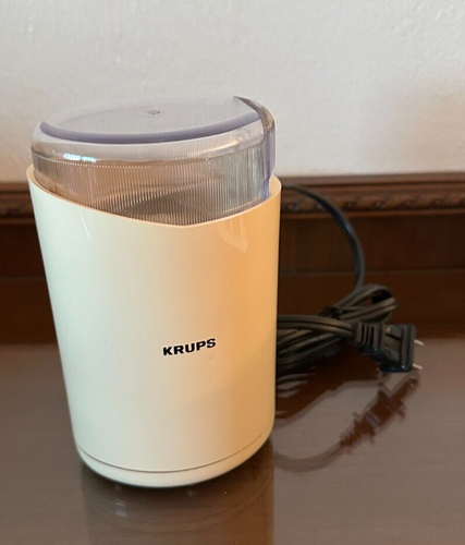 Vintage KRUPS Fast One Touch Coffee Bean Mill Spice Grinder Type 203 White Works